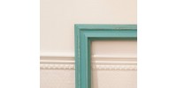 Cadre de bois motif tressé turquoise